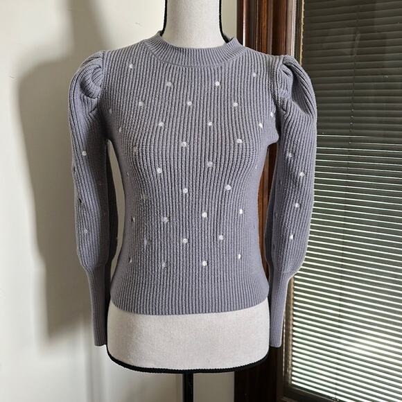 Debut | Dreamers Embroidered Polka Dot Pullover with Puff Sleeves Size S - Picture 2 of 10
